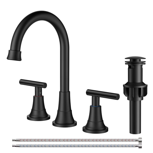 Grifo de baño FORIOUS, 8 pulgadas, amplio, 3 orificios, negro mate