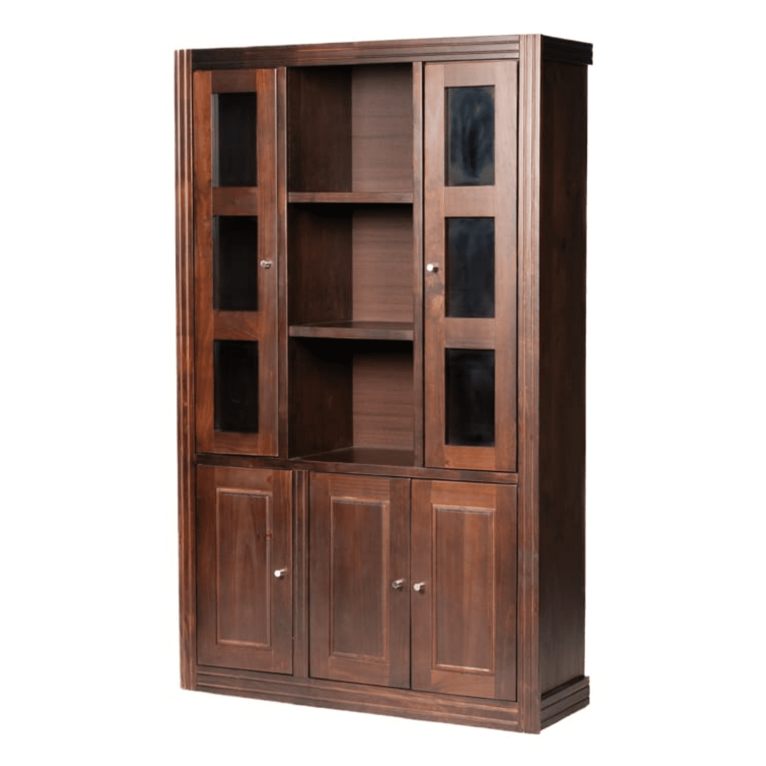 Muebles Insignes - Vitrina Berlin Chocolate 3 Cuerpos Madera Puerta Vidrio