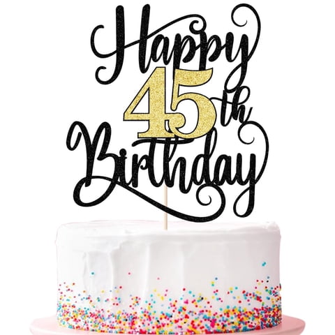 Decoración Para Tarta Ruscalin De Feliz 45 Cumpleaños, 45 Decoraciones Para Tartas De Fiesta De Cump