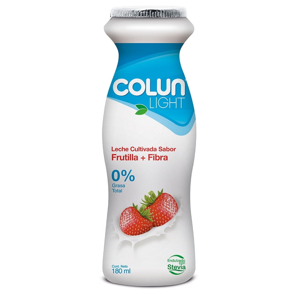 Leche Cultivada Light Sabor Frutilla Botella 180 g Colun