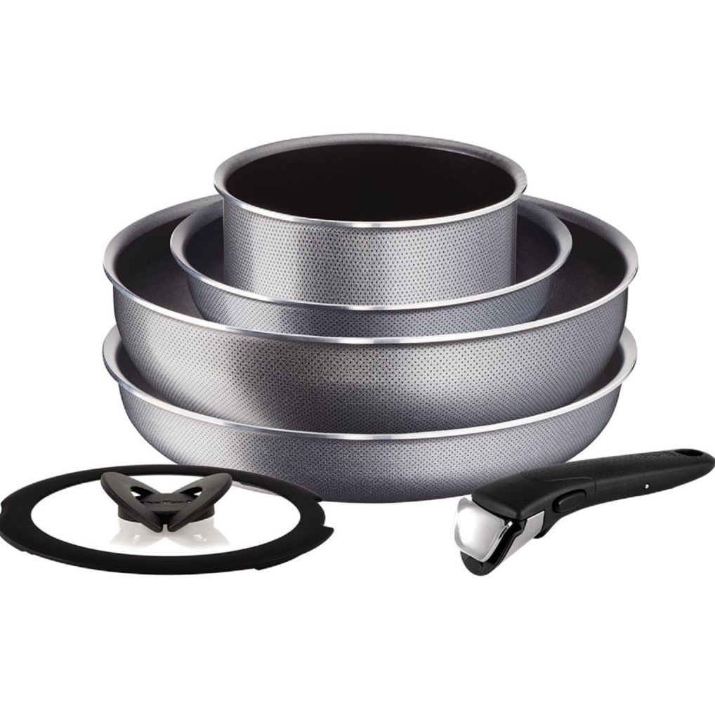 Tefal - Batería De Cocina 6 Piezas Elegance Ingenio Aluminio Gris