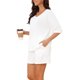 thumbnail image 4 of INSPIRE CHIC Conjuntos de Salón para Mujeres 2026 Verano Acanalado Cuello en V Casual Suelto Conjuntos a Juego 2 Piezas Conjunto Corto Pijamas con Bolsillos XL Beige, 4 of 6