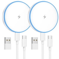 Tndaji - Cargador Magsafe (2 Unidades, 15 W), Base De Carga Inalámbrica Magnética, Compatible Con Iphone 16/15/14/13/12 Y Airpods 3/2/Pro, Con Dos Puertos.