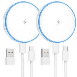 Tndaji - Cargador Magsafe (2 Unidades, 15 W), Base De Carga Inalámbrica Magnética, Compatible Con Iphone 16/15/14/13/12 Y Airpods 3/2/Pro, Con Dos Puertos.