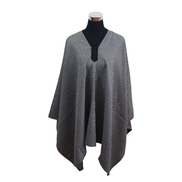 Poncho Unisex 100% Lana - Largo - Negro Blanco