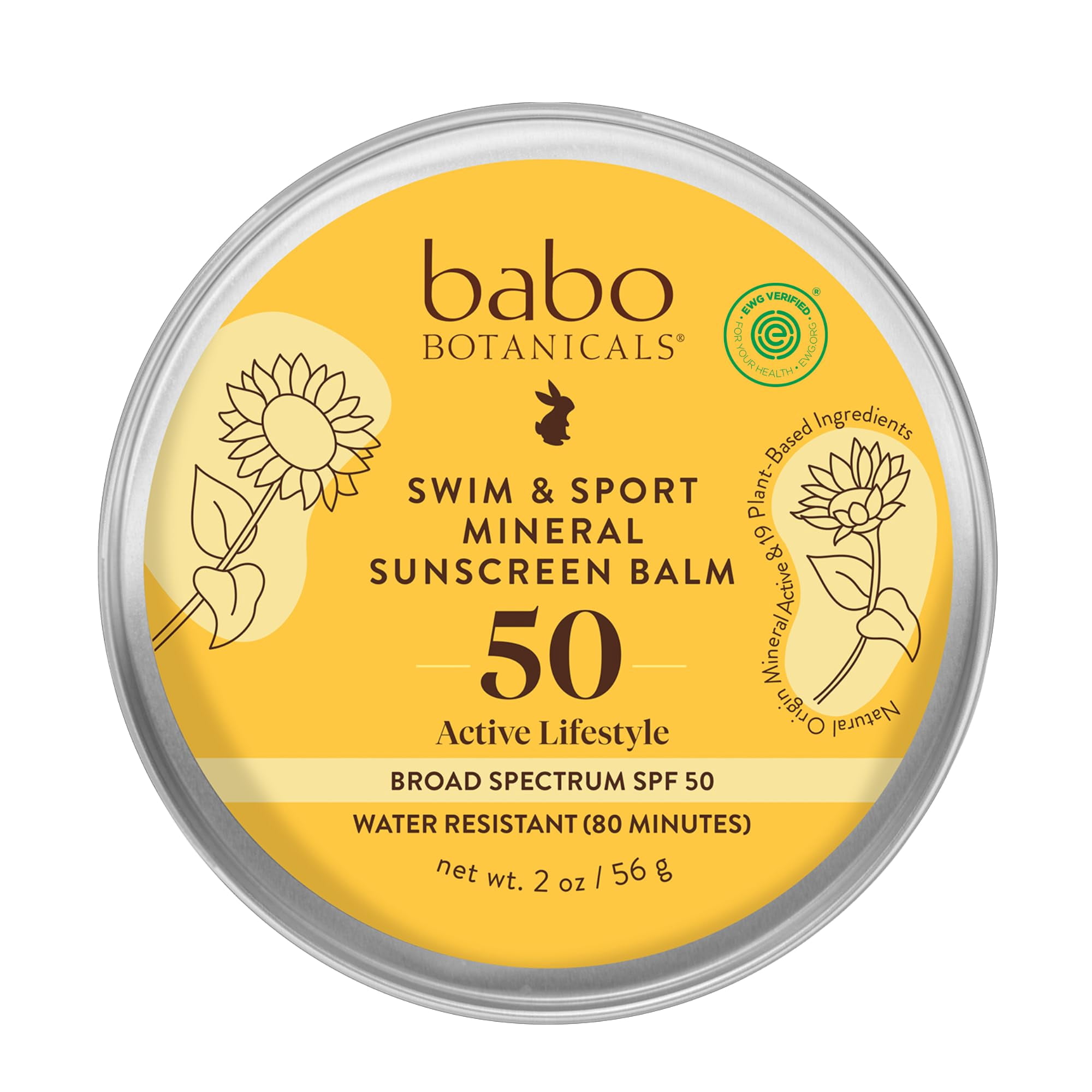 Bálsamo Protector Solar Babo Botanicals Spf50, Resistente Al Agua Mineral, 56 G