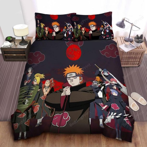 0 Members Of Akatsuki Japanese Comic Characters Quilt Duvet Cover Set3-Piece Bedding Set