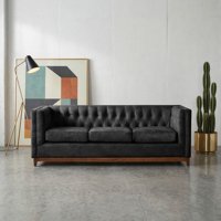 Latam Home - Sofa Roma 3C Cuero Colorado Negro