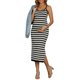 thumbnail image 2 of INSPIRE CHIC Vestido de Maternidad para Mujer Bodycon Rayado Largo Midi Sin Mangas Cami Tejido Casual Ajustado Vestidos de Embarazo L Negro, 2 of 6