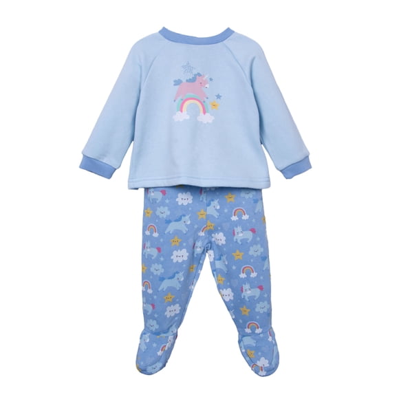 Pijama Bebé Niña Manga Larga Unicornio Celeste
