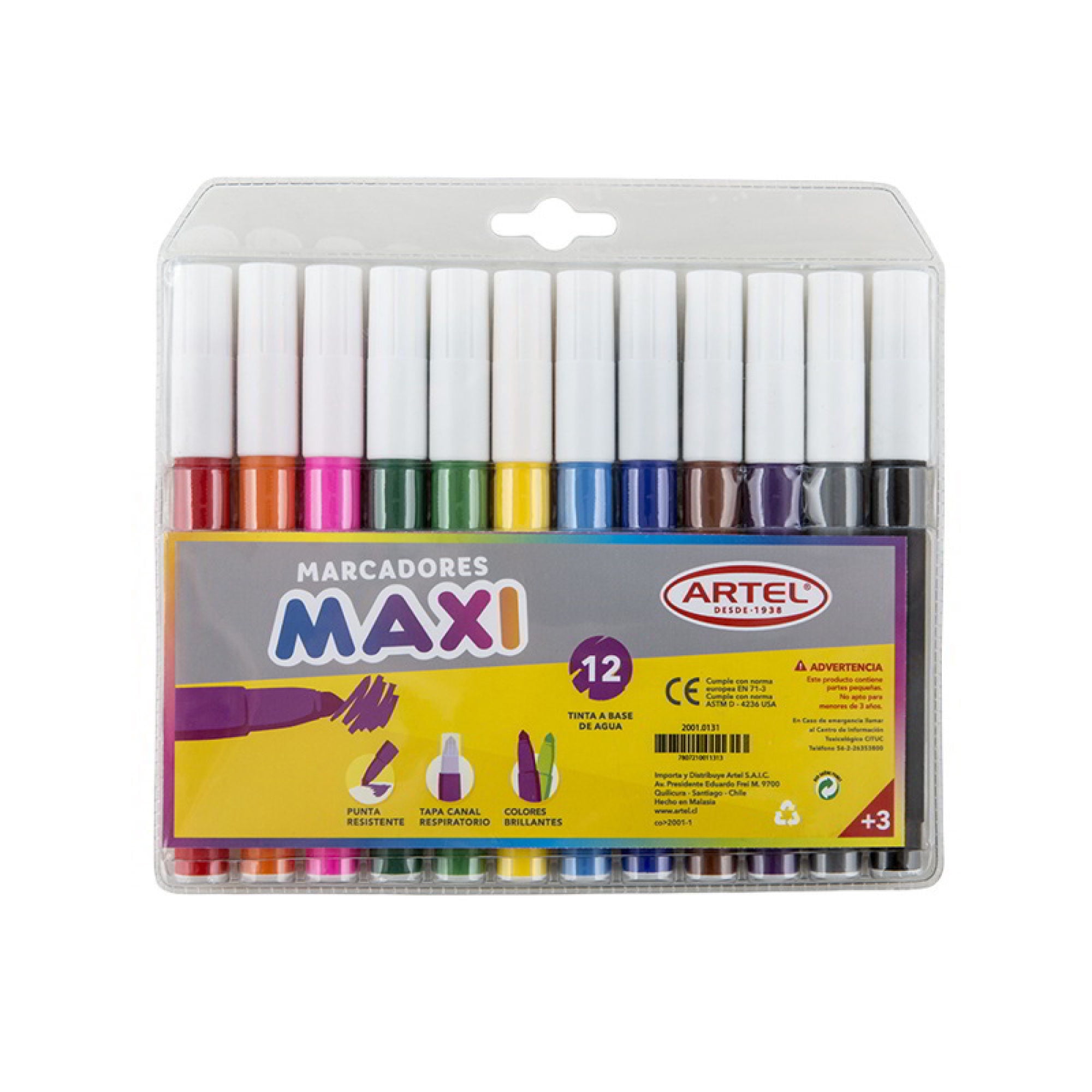 Marcadores Maxi 12 Colores Artel