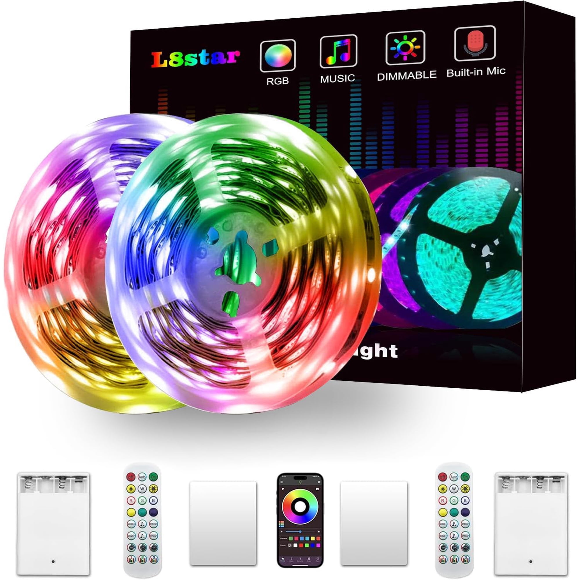 Tira De Luces Led L8star Alimentadas Por Baterías De 2 X 5 M Con Control Remoto