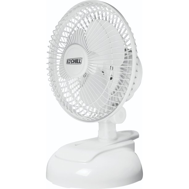 Ventilador EZ-CHILL MTFX-6 de 15 cm con clip o escritorio de 2 velocidades, color blanco