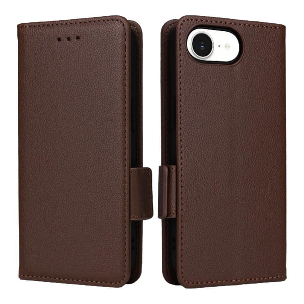 Funda Cartera para iPhone 17E Tapa Flip con Ranuras y Soporte Marrón