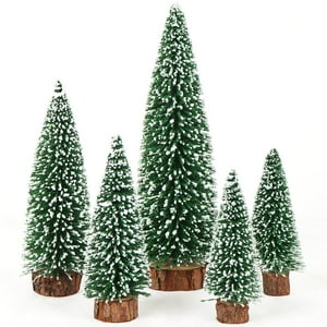 Aerwo - Cepillo Para Botellas Christmas Trees Aerowo Flocado Con Base De Madera, 5 Unidades