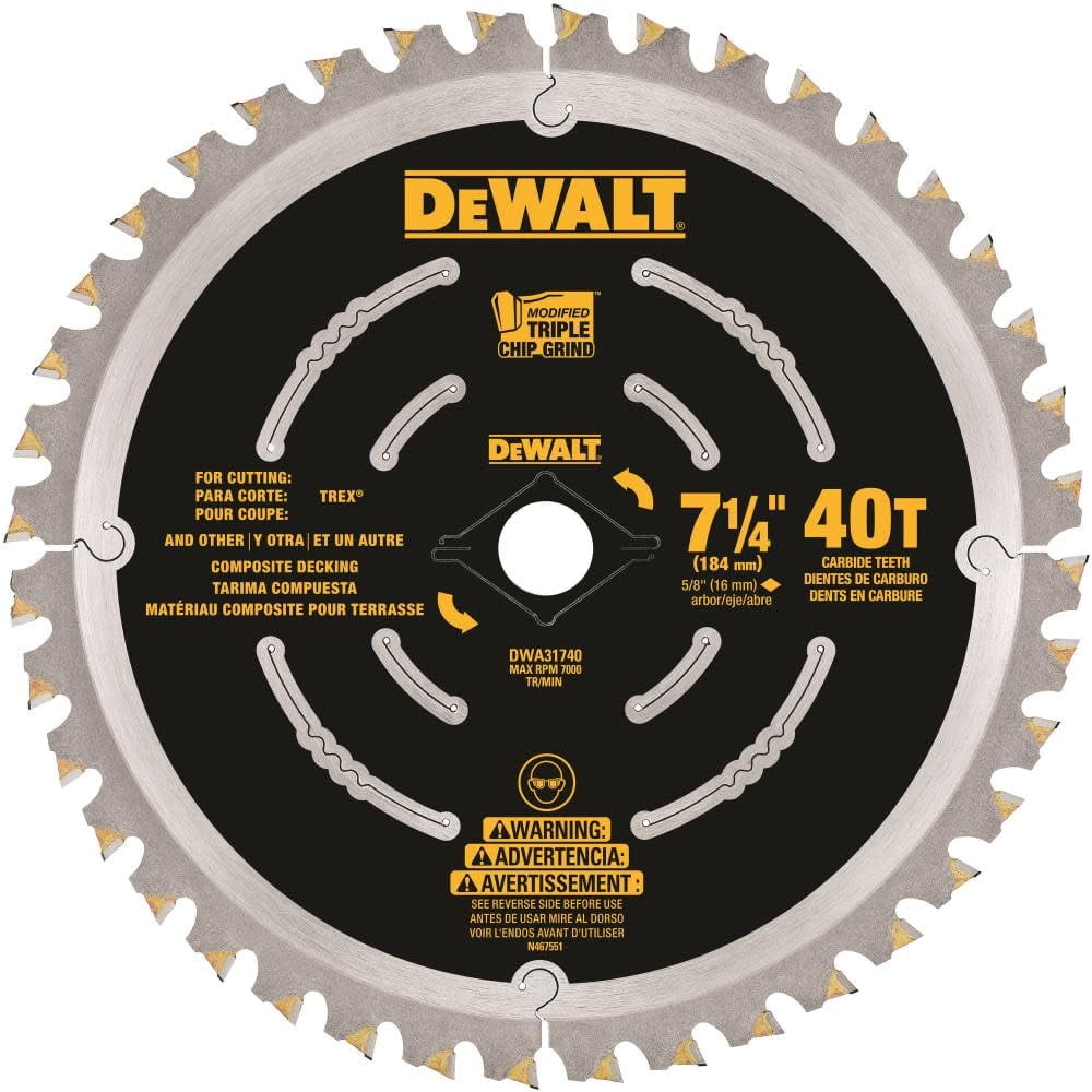 Hoja De Sierra Circular Dewalt Dwa31740 Para Cubiertas Compuestas