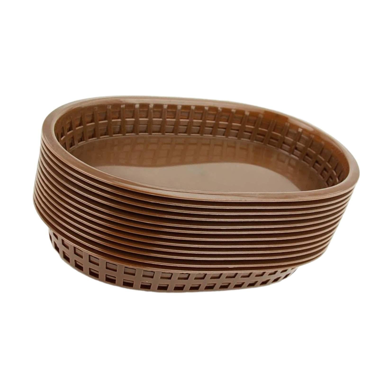 Bothyi - 12 Uds Cestas Ovaladas De Comida Rápida Platos De Plástico Para Restaurantes Picnic Hamburguesas Marrón
