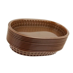 Bothyi - 12 Uds Cestas Ovaladas De Comida Rápida Platos De Plástico Para Restaurantes Picnic Hamburguesas Marrón