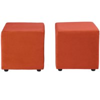 Bodevir - Set Pouf Cali 1C Felpa 30 Naranjo