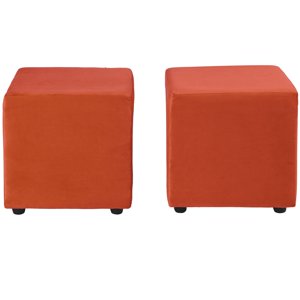 Bodevir - Set Pouf Cali 1C Felpa 30 Naranjo