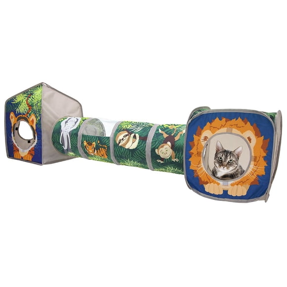 Set de juego para gatos Kitty City Safari Jungle con cubo, túnel y escondite