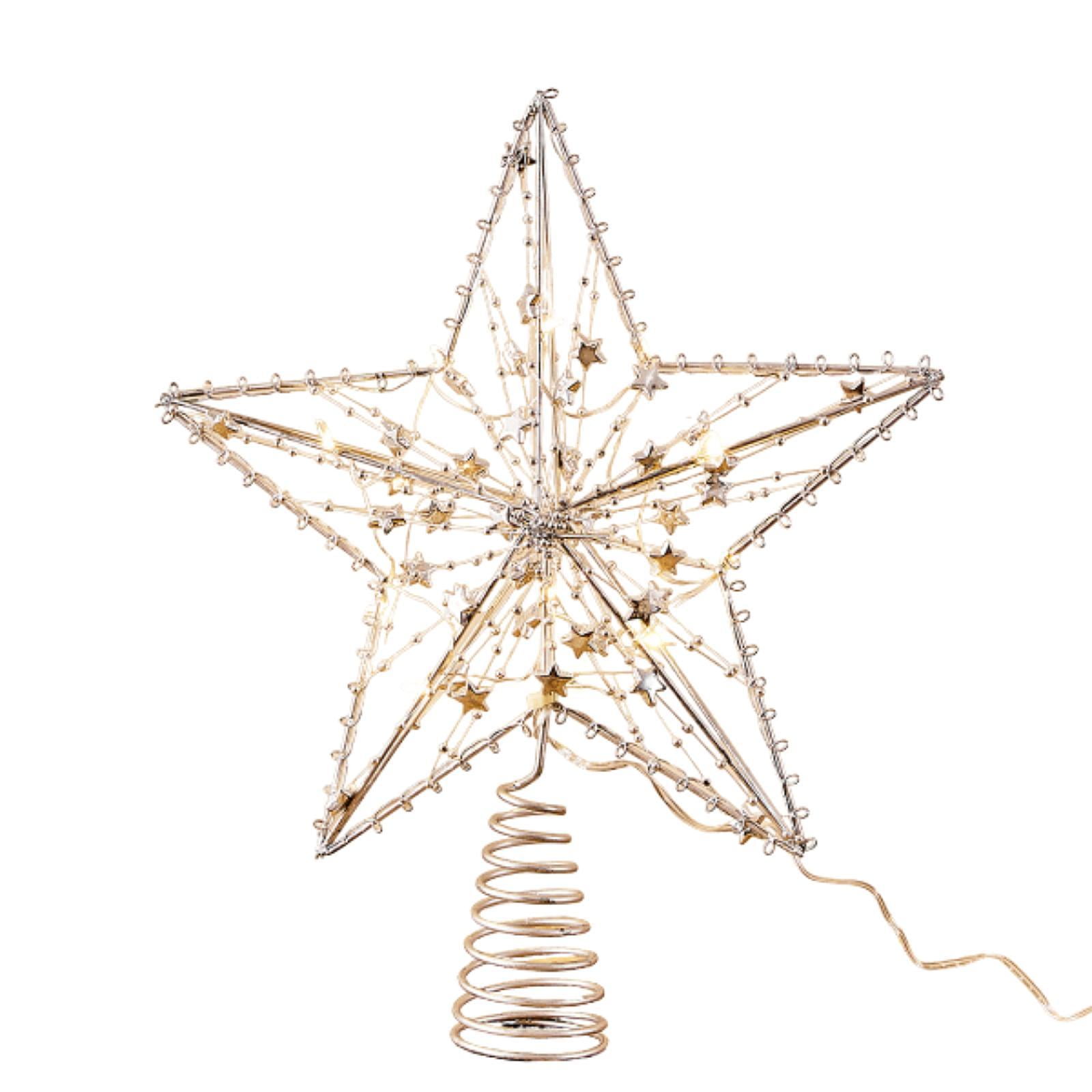 Magideal - Adorno De Estrella Para De Navidad Con Luces Led, Adorno Navideño Para De Navidad, Decoración Para Exteriores, Hogar, Fiestas, Vacaciones Plata