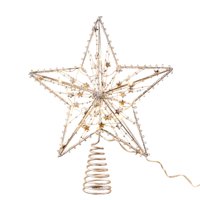 Magideal - Adorno De Estrella Para De Navidad Con Luces Led, Adorno Navideño Para De Navidad, Decoración Para Exteriores, Hogar, Fiestas, Vacaciones Plata