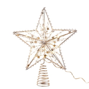 Magideal - Adorno De Estrella Para De Navidad Con Luces Led, Adorno Navideño Para De Navidad, Decoración Para Exteriores, Hogar, Fiestas, Vacaciones Plata