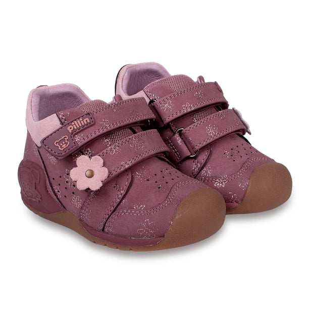 Zapato Clásico Bebé Niña Pasos Flores Morado