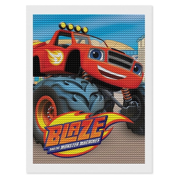 Blaze y los Monster Machines Kits de Pintura de Diamantes para Adultos 5D DIY Diamond Art Kits Full Drill Diamond Dots para Regalo Decoración de Pared y Relajación Artes de Gemas 30*40cm