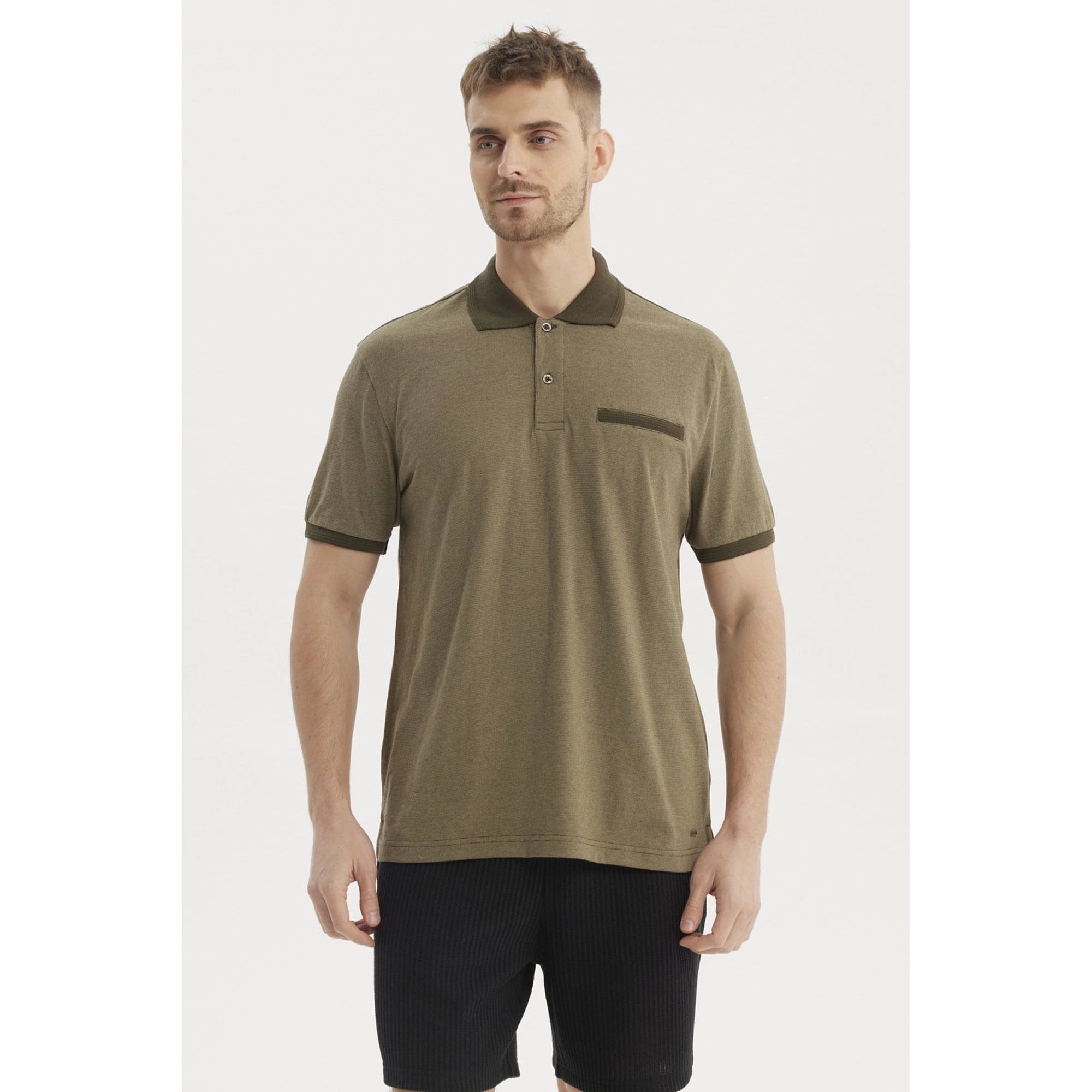 Fashionspark - Polera Hombre Cuello Polo Jacquard Verde Oliva