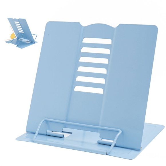 Soporte para libros Camelmother, de metal, ajustable, azul