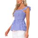 thumbnail image 4 of INSPIRE CHIC Blusa de Cuadros con Peplum para Mujer de Regreso a Clases Cuello Cuadrado Sin Mangas Verano M Azul Real, 4 of 6