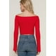 thumbnail image 2 of Saronite Suéter de Viscosa con Aberturas, Hombros Descubiertos y Mangas Largas Acampanadas, Color Rojo (para Mujer), 2 of 4