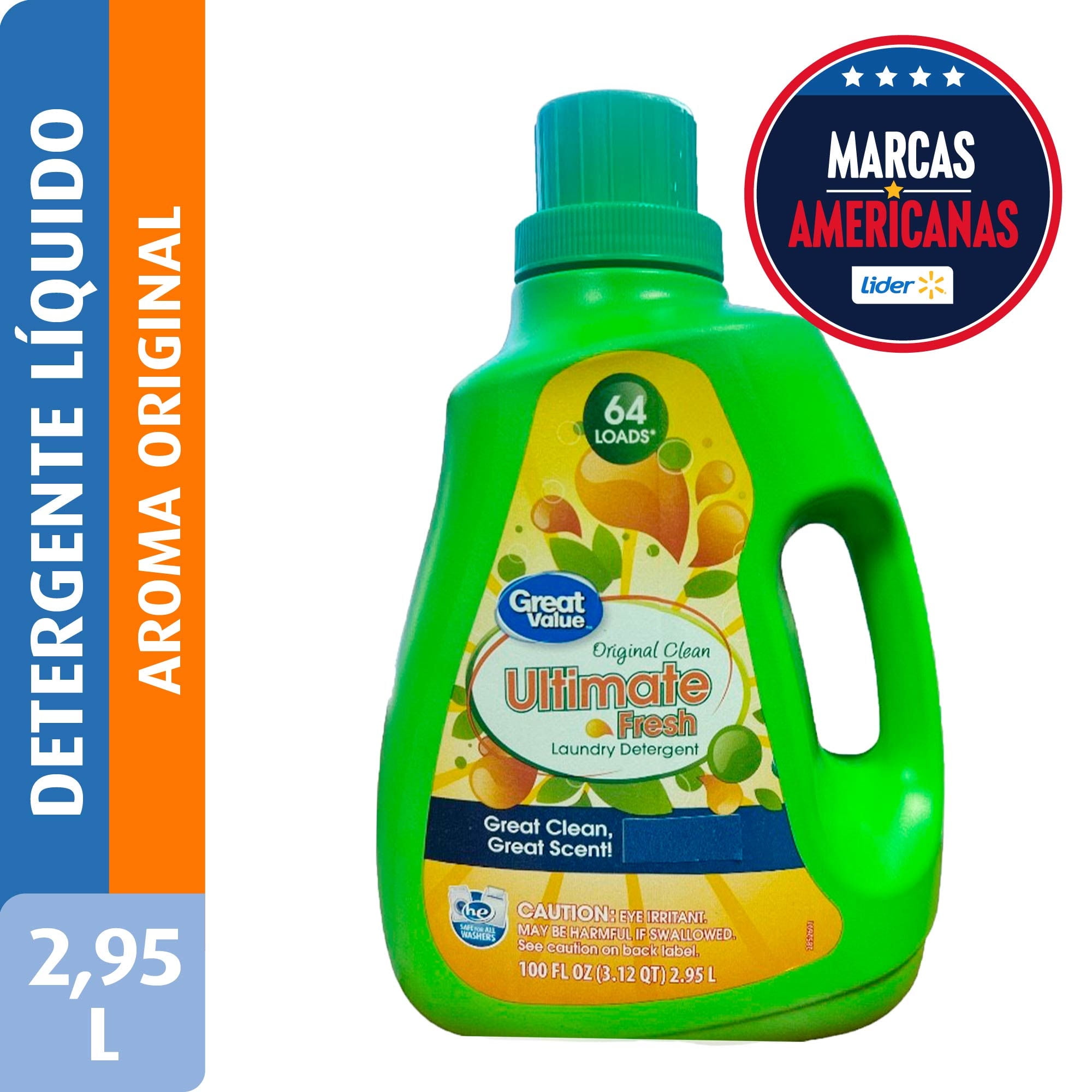 Detergente Líquido Aroma Original Botella 2,95 L Great Value