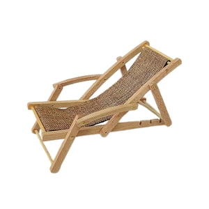 Magideal - 1:12 Casa De Muñecas Miniatura Silla De Playa Modelo Miniatura Muebles Habitación Colecciones Madera Simulada Mini Silla Para Decoración Diseño Modelo Marrón Claro