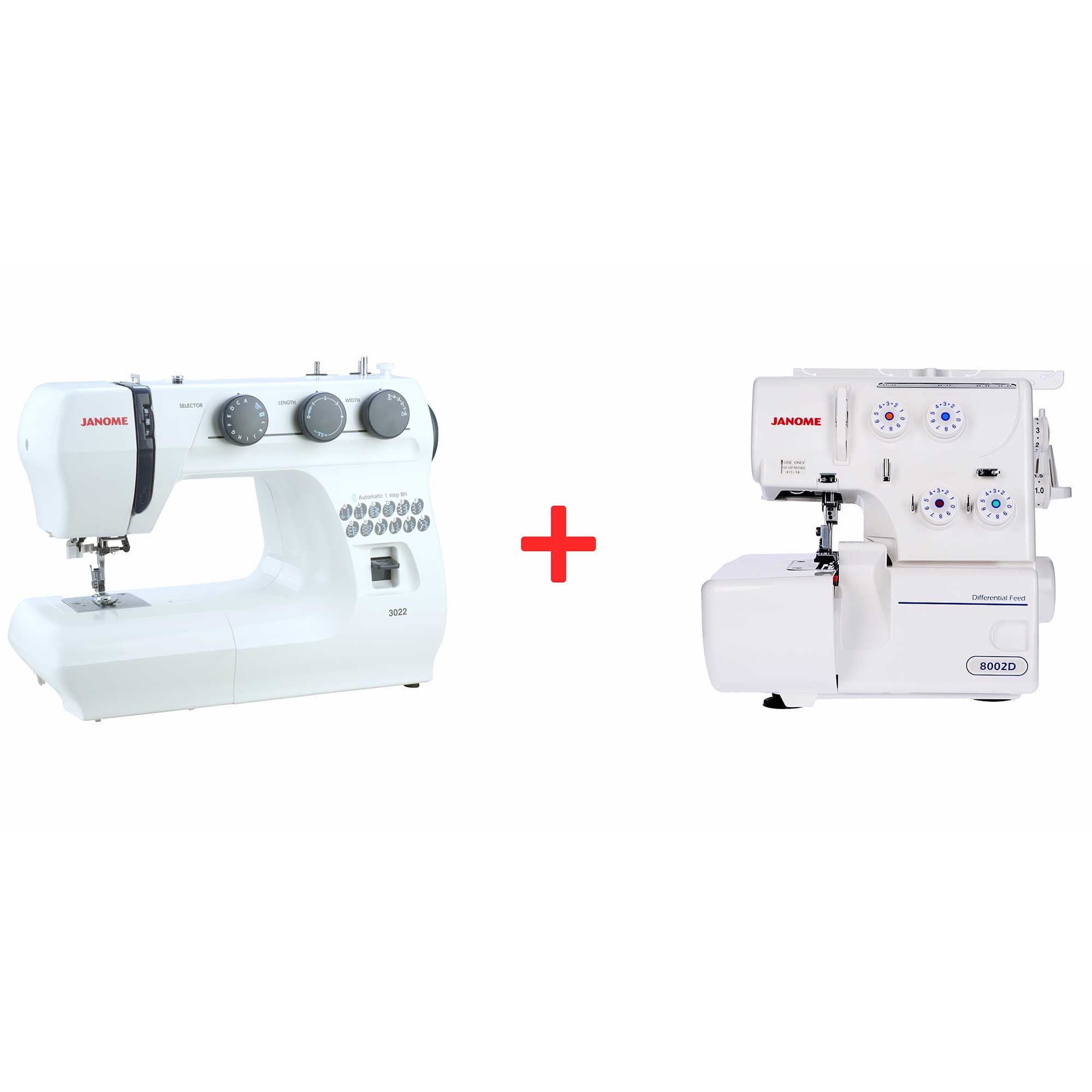 Máquina de Coser 3022 / 8002 mas Overlock Blanco