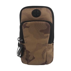 Magideal - Bolsa Para El Brazo Al Aire Libre Soporte Para Teléfono, Bolsa Durable Unisex Banda Para El Brazo Bolsillos Dobles Estuche Liviano Brazalete Deportivo Marrón