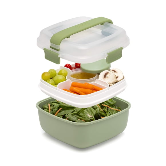 Fiambrera Goodful, apilable, estilo bento, 1,65 L, color salvia