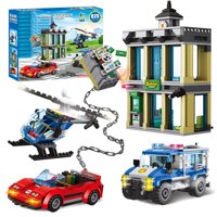 Inratell - Set De Bloques De Construcción City Police Catch Thief Con Coche Y Helicóptero