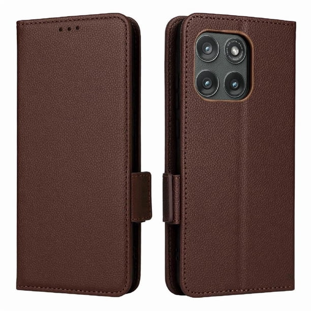 Funda Cartera para Motorola MOTO Edge 5G 2025 Tapa Flip con Ranuras y Soporte Marrón