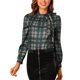 thumbnail image 1 of INSPIRE CHIC Blusas de Mujer para el Trabajo con Cuello de Lazo y Manga Larga a Cuadros XS Verde Oscuro, 1 of 6