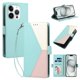 thumbnail image 2 of Cartera Plegable para iPhone 15 Pro Max, PU Tricolor con Ranuras, Verde, 2 of 6