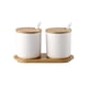 thumbnail image 1 of Juego de 2 tarros de especias de cerámica OnePine, azucarero de cerámica con cuchara y tapa de bambú para té, azúcar, sal y especias en casa y en la cocina., 1 of 5