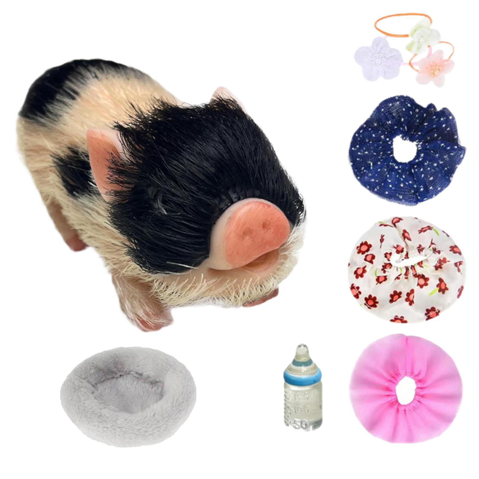 Bothyi - Lechón De Silicona De Cuerpo Suave, Mini Lechón Reborn Para Niños, Regalo De Cumpleaños, Niño Y Niña, Negro