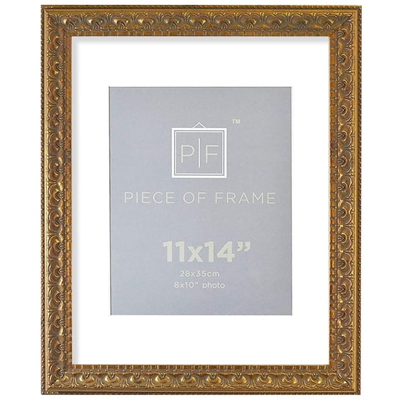 Marco de fotos Golden State Art Ornate de 11 x 14 cm con bronce mate blanco