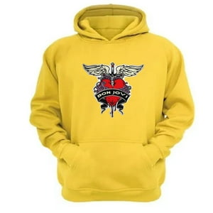 Genérico - Polerón Canguro Bon Jovi Amarillo Talla Xl Unisex
