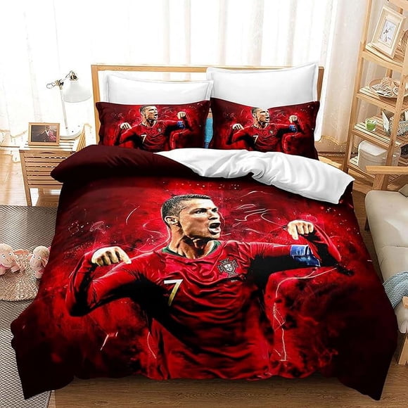 Generic Football Duvet Cover Twin Microfiber Bedding Set 2PC Kids Comfortable Cover Set Lightweight Soft Zipper Breathable Closure - Duvet Cover