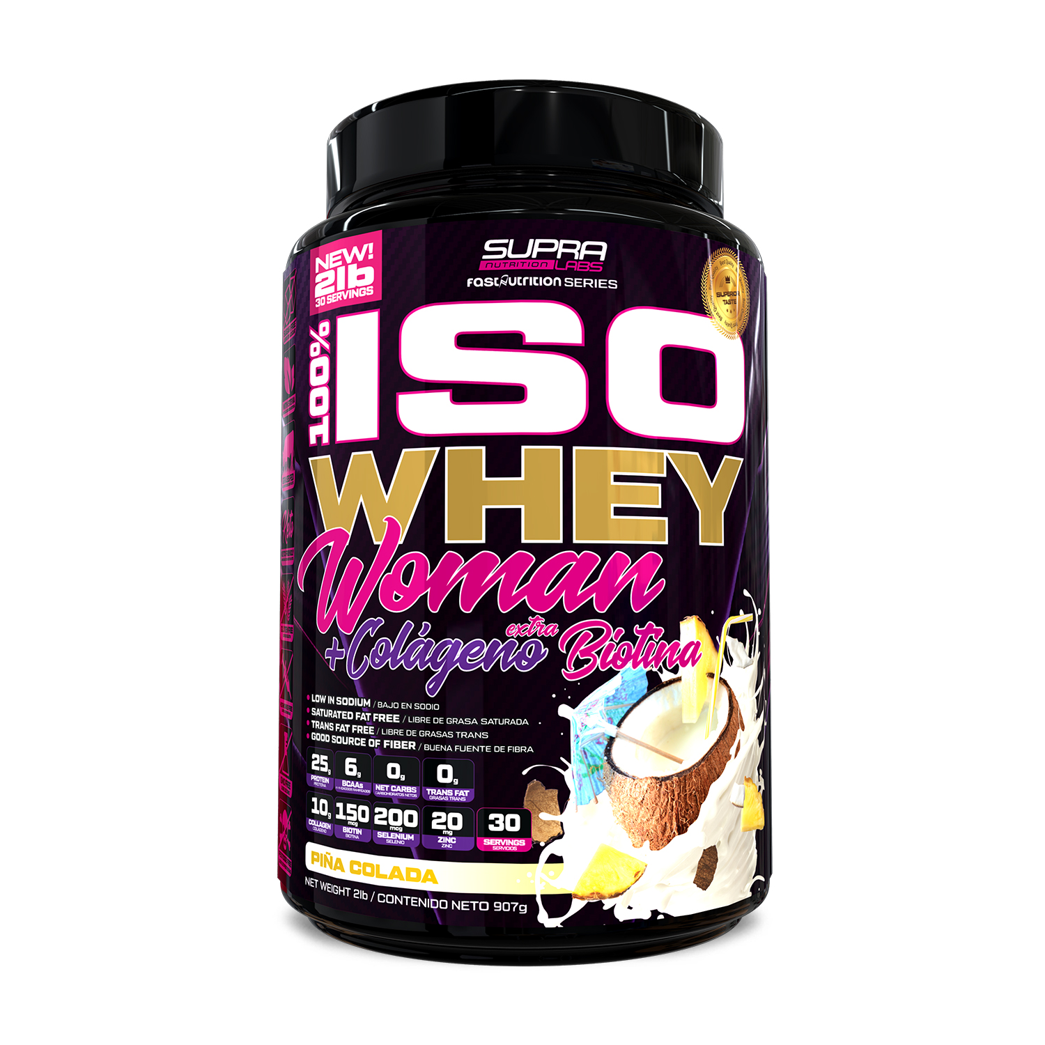Fast Nutrition - Proteína Iso Whey Woman 2 Lbs Sabor Piña Colada