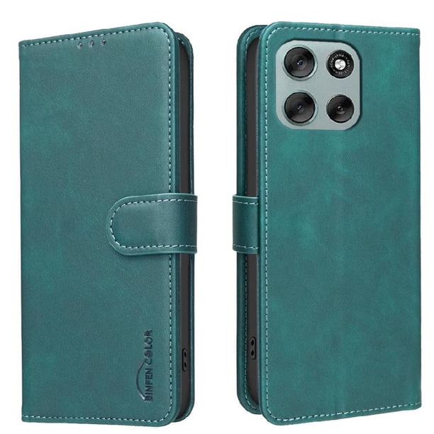 Funda Billetera para Motorola Moto G56 Protección RFID y Soporte Ajustable Verde